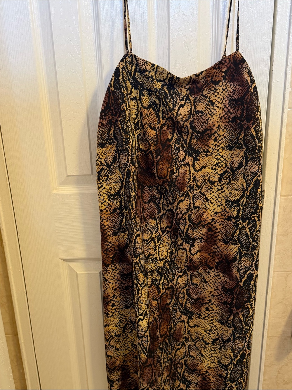 Snake-Print Slip Skirt - Brown Multi